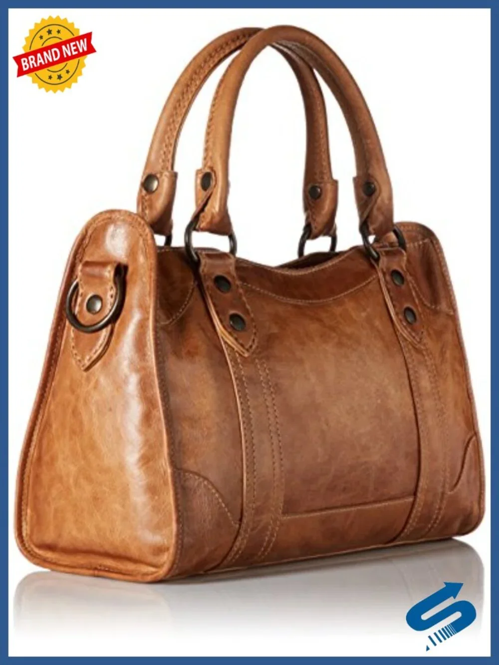 Italian Leather Satchel Crossbody Bag Top Zip